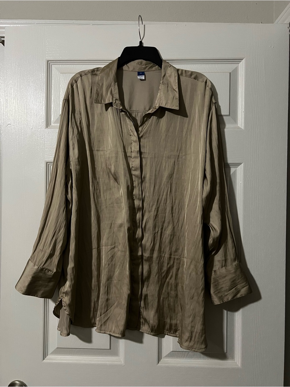 Silky Button-Up Shirt in Light Tan